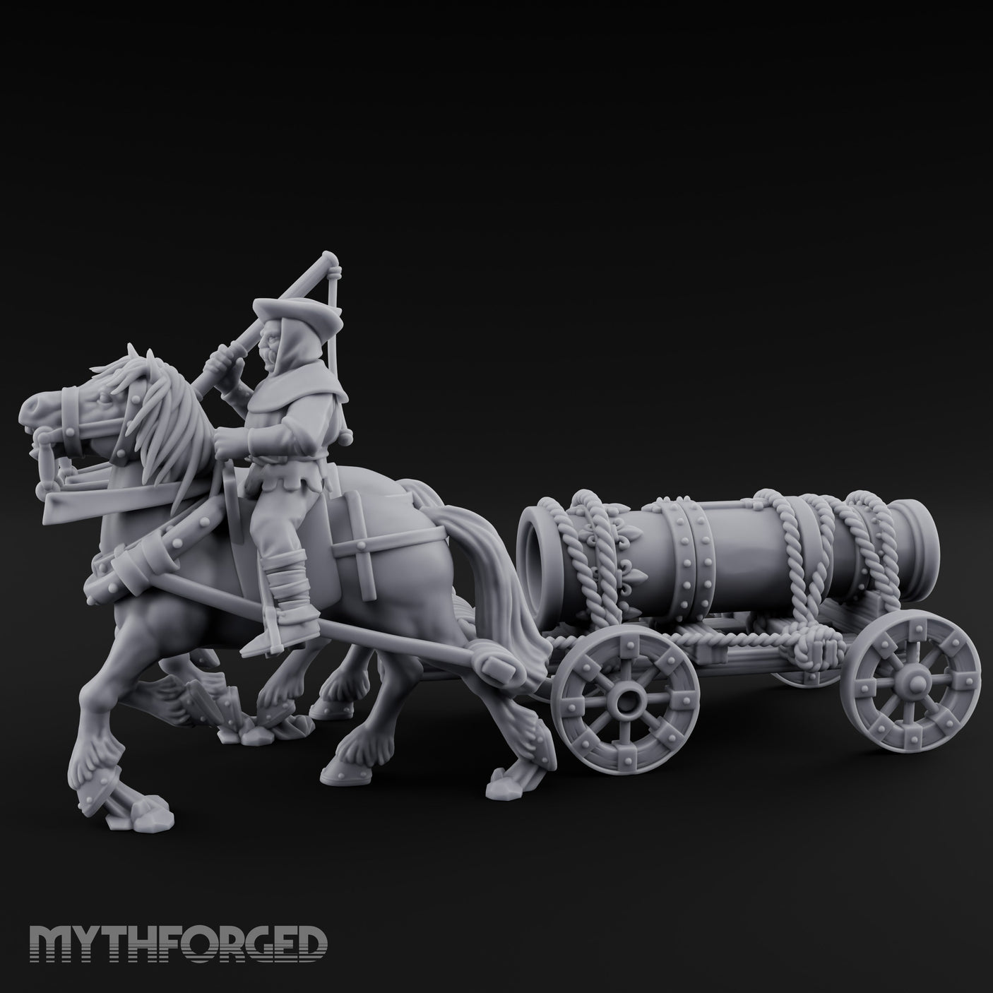 Musket Shouldered Highland Bombard Chariot Miniature for Dungeons and Dragons, Pathfinder or other TTRPGs