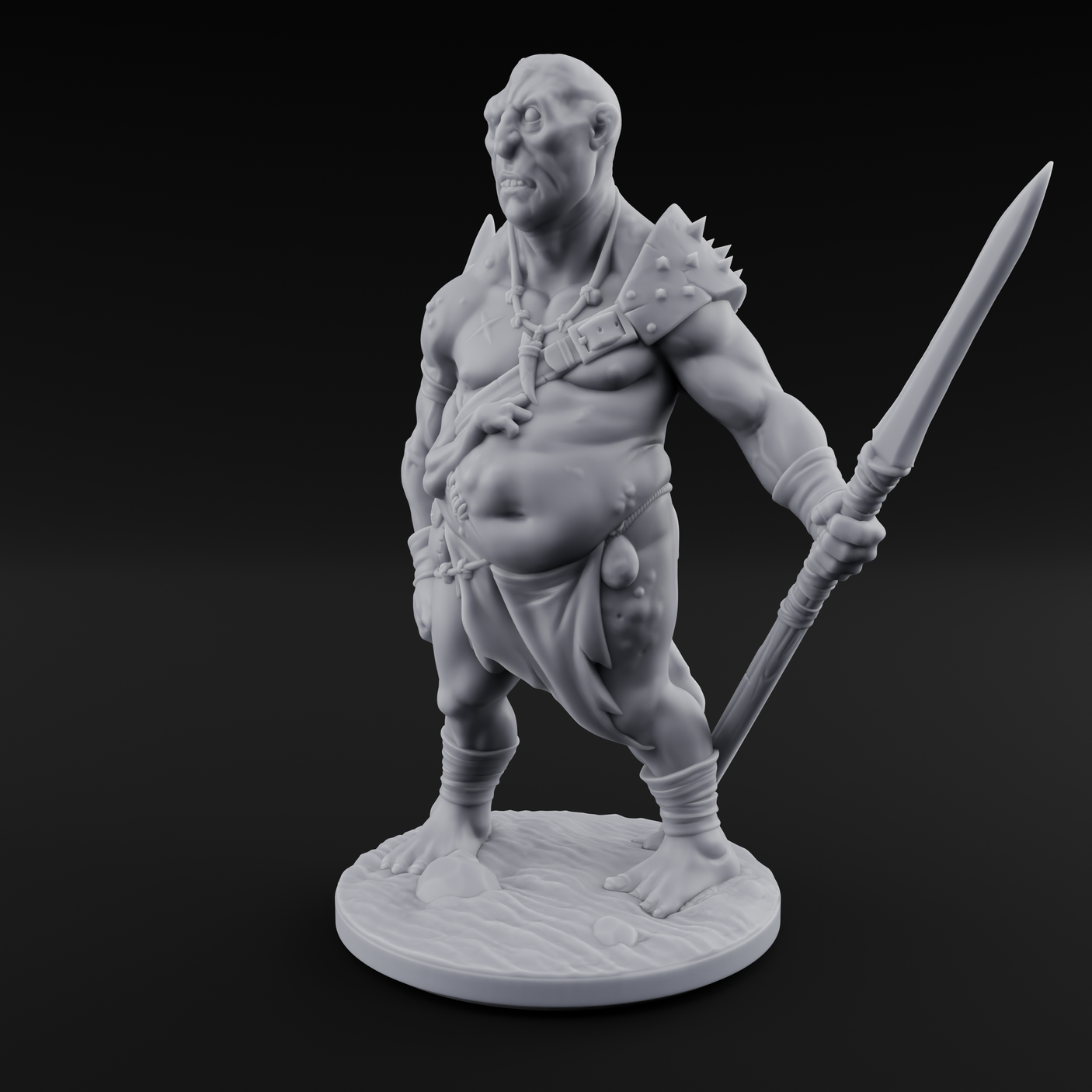 Belly Out Leaning Human Mutant C Miniature for Dungeons and Dragons, Pathfinder or other TTRPGs