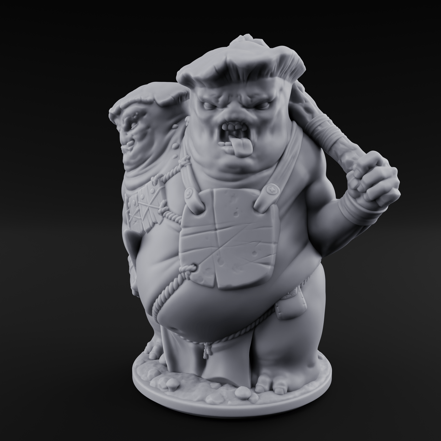 Belly Bumping Myconid Ettin Brute Miniature for Dungeons and Dragons, Pathfinder or other TTRPGs