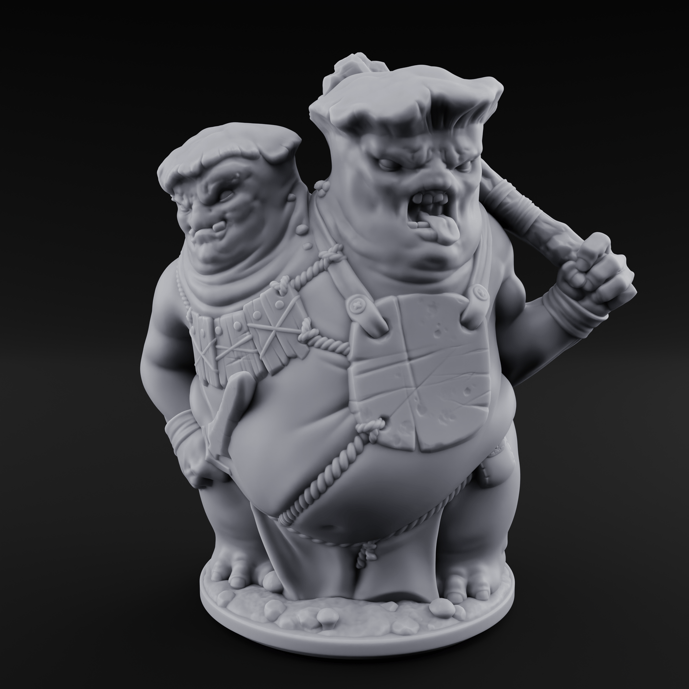 Belly Bumping Myconid Ettin Brute Miniature for Dungeons and Dragons, Pathfinder or other TTRPGs