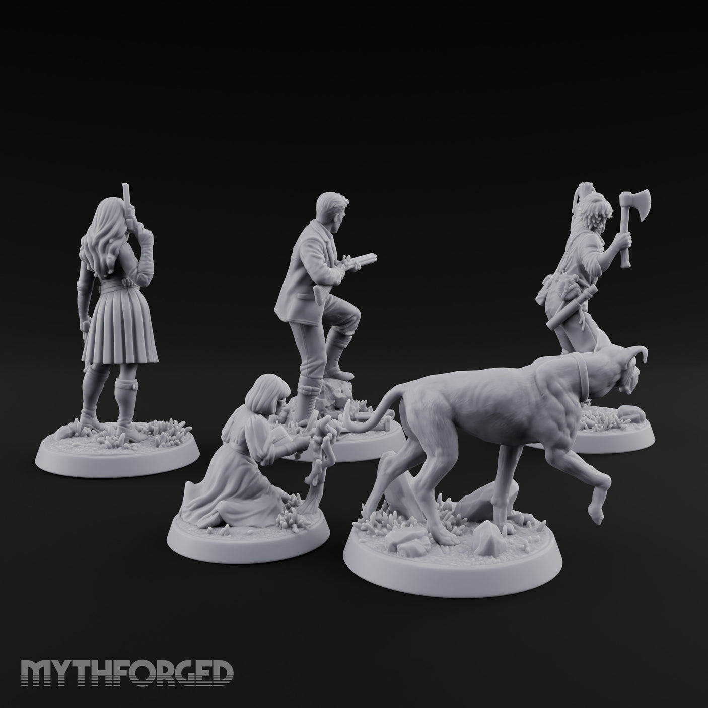 Mystery Solving Human Monster Hunters Miniature for Dungeons and Dragons, Pathfinder or other TTRPGs