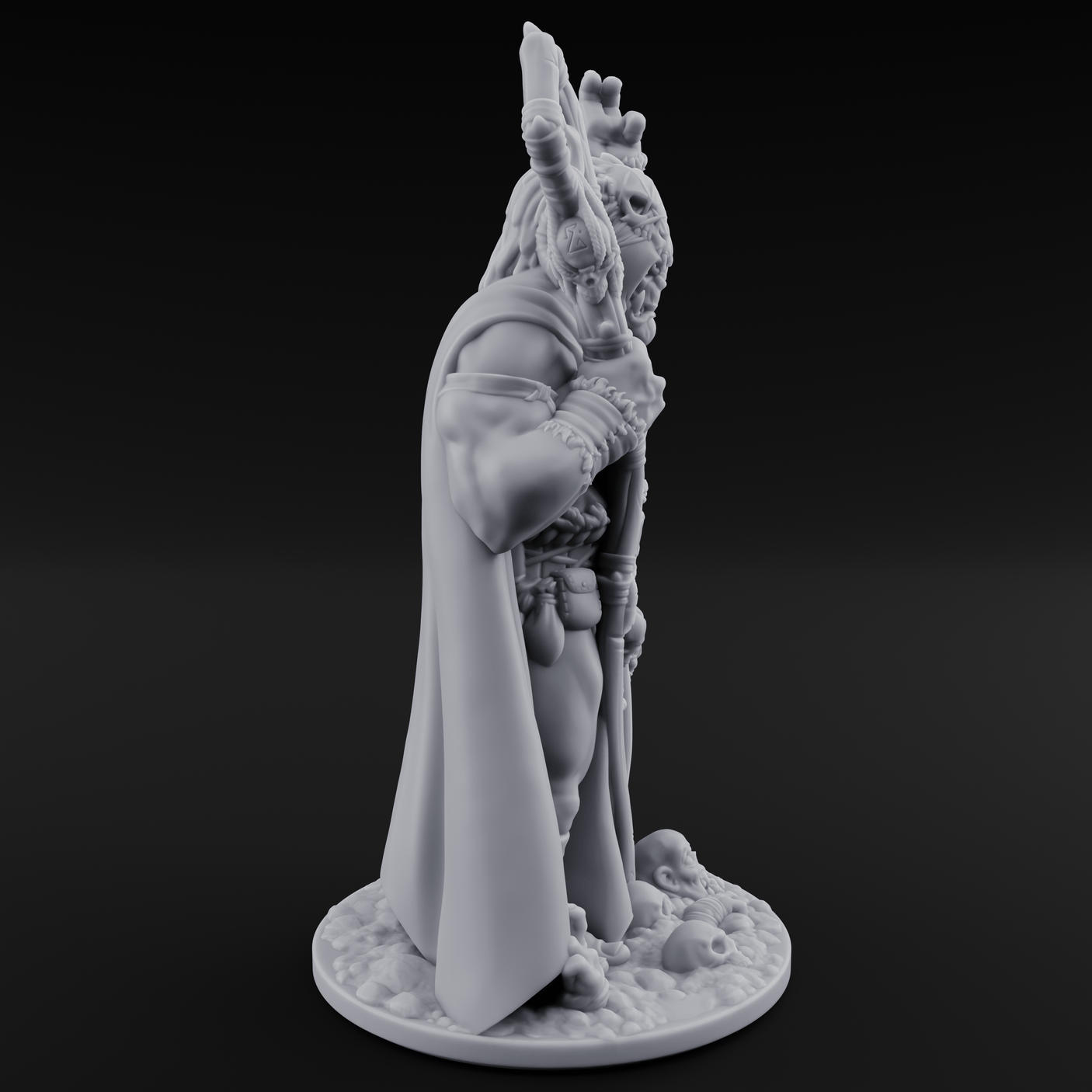 Skull Collecting Orc Necromancer Miniature for Dungeons and Dragons, Pathfinder or other TTRPGs