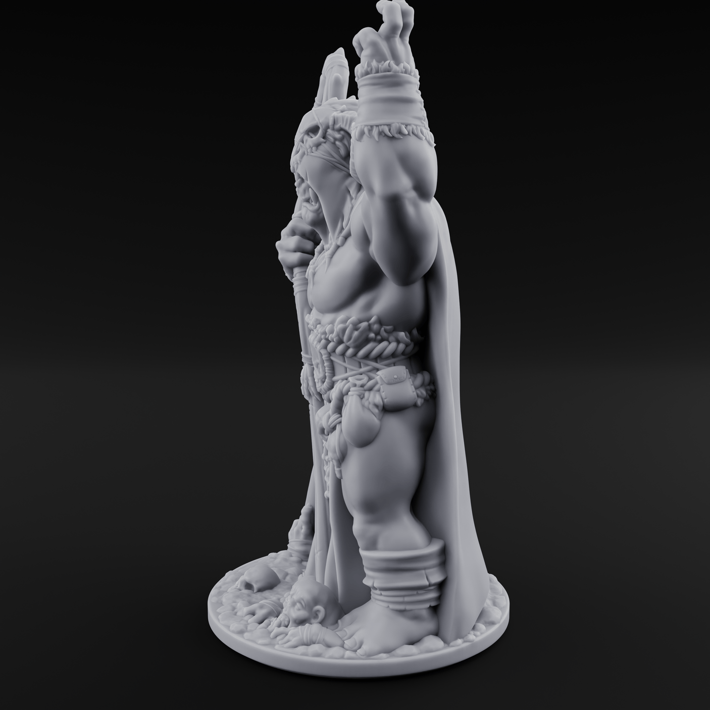 Skull Collecting Orc Necromancer Miniature for Dungeons and Dragons, Pathfinder or other TTRPGs