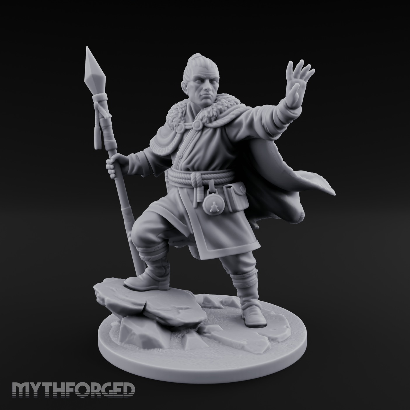 One Arm Raised Proclaiming Human Warlord Miniature for Dungeons and Dragons, Pathfinder or other TTRPGs