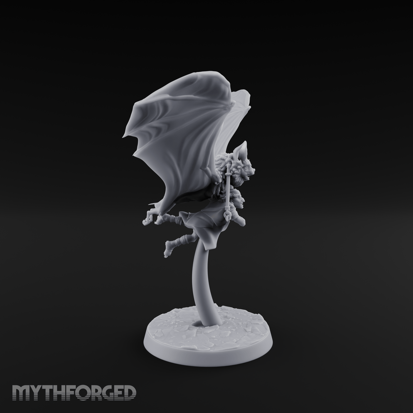 Bat Riding Gnome Courier Miniature for Dungeons and Dragons, Pathfinder or other TTRPGs