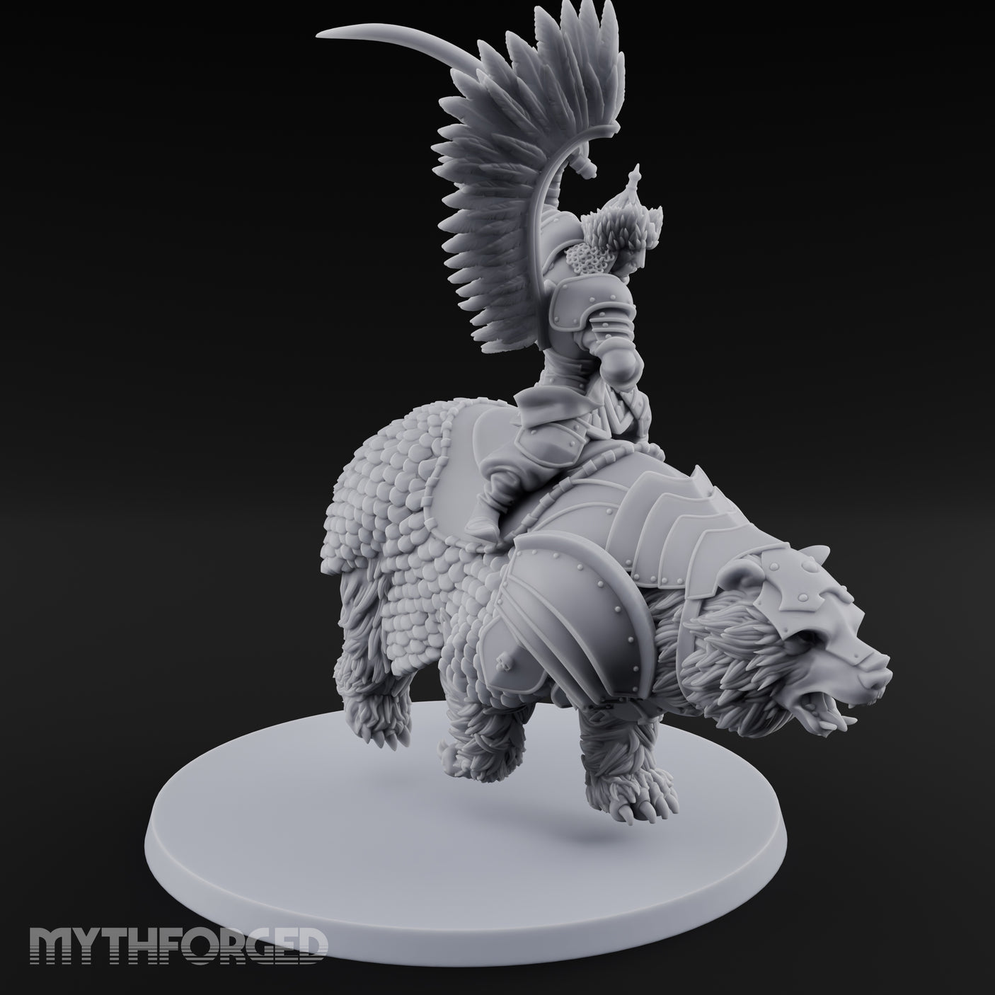 Saber Swinging Noble Bear Rider Miniature for Dungeons and Dragons, Pathfinder or other TTRPGs