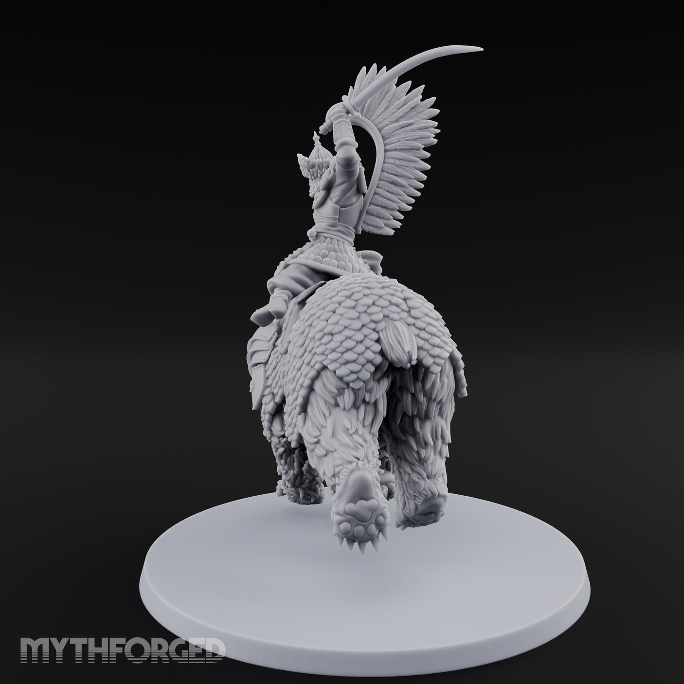 Saber Swinging Noble Bear Rider Miniature for Dungeons and Dragons, Pathfinder or other TTRPGs