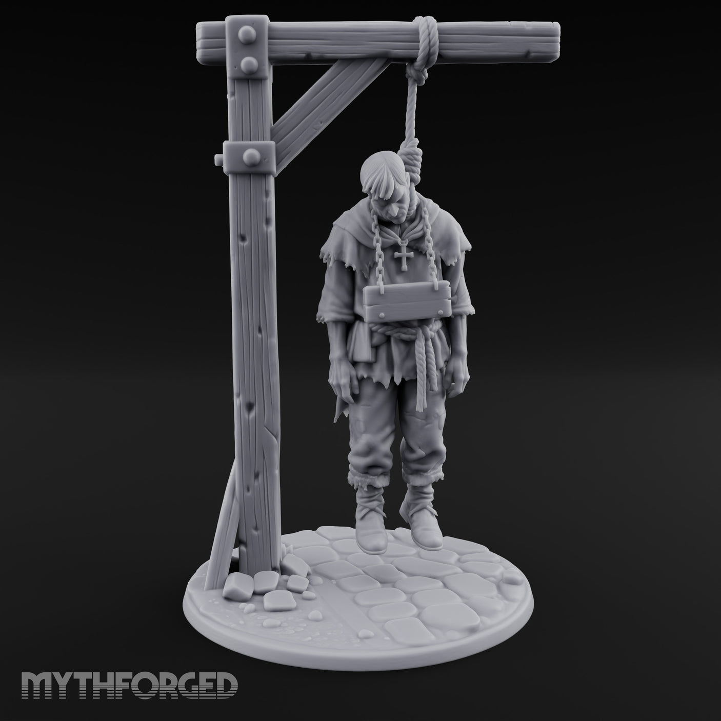 Noose Dangling Hanged Man Miniature for Dungeons and Dragons, Pathfinder or other TTRPGs