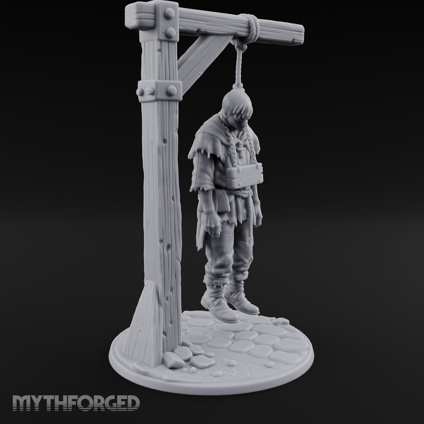Noose Dangling Hanged Man Miniature for Dungeons and Dragons, Pathfinder or other TTRPGs
