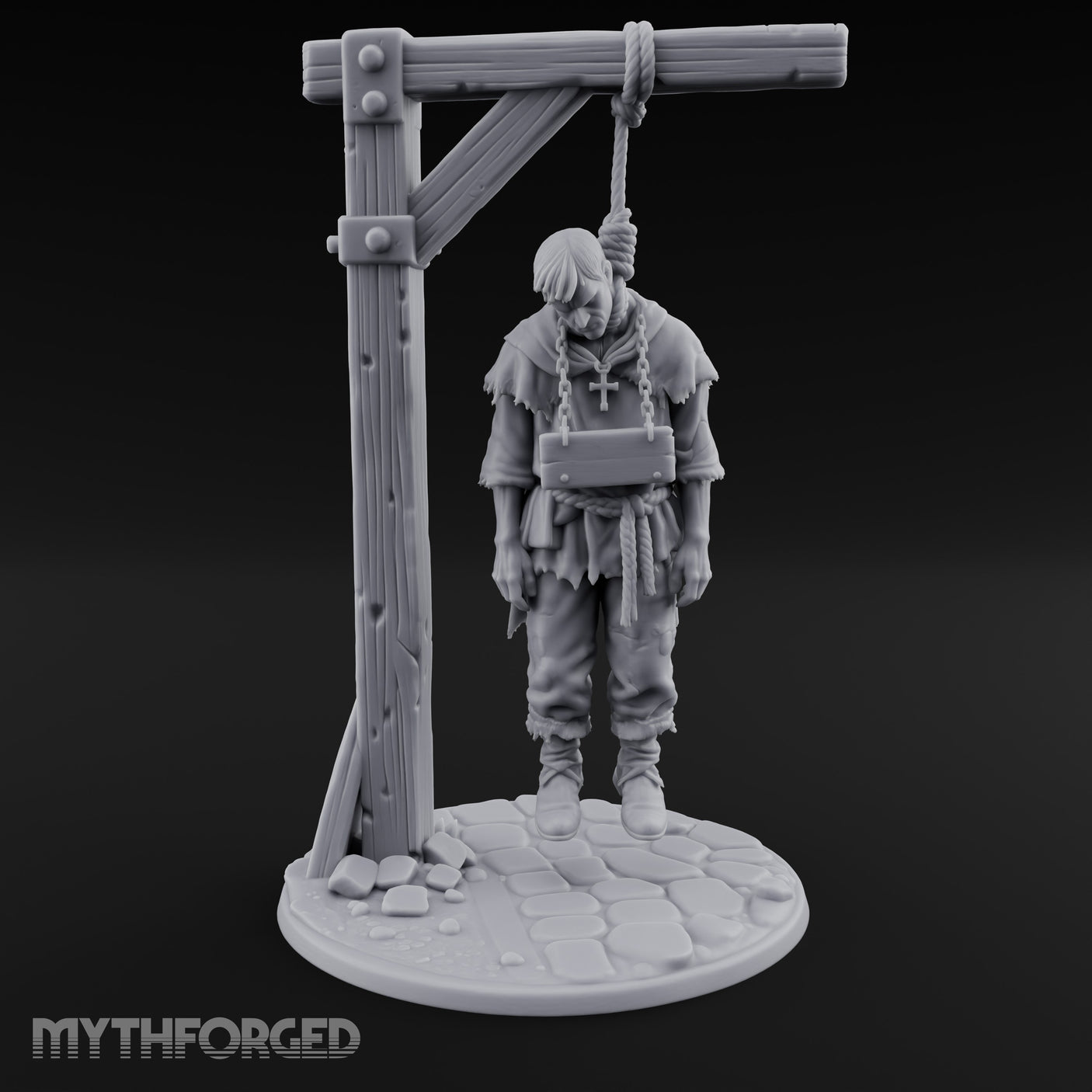 Noose Dangling Hanged Man Miniature for Dungeons and Dragons, Pathfinder or other TTRPGs