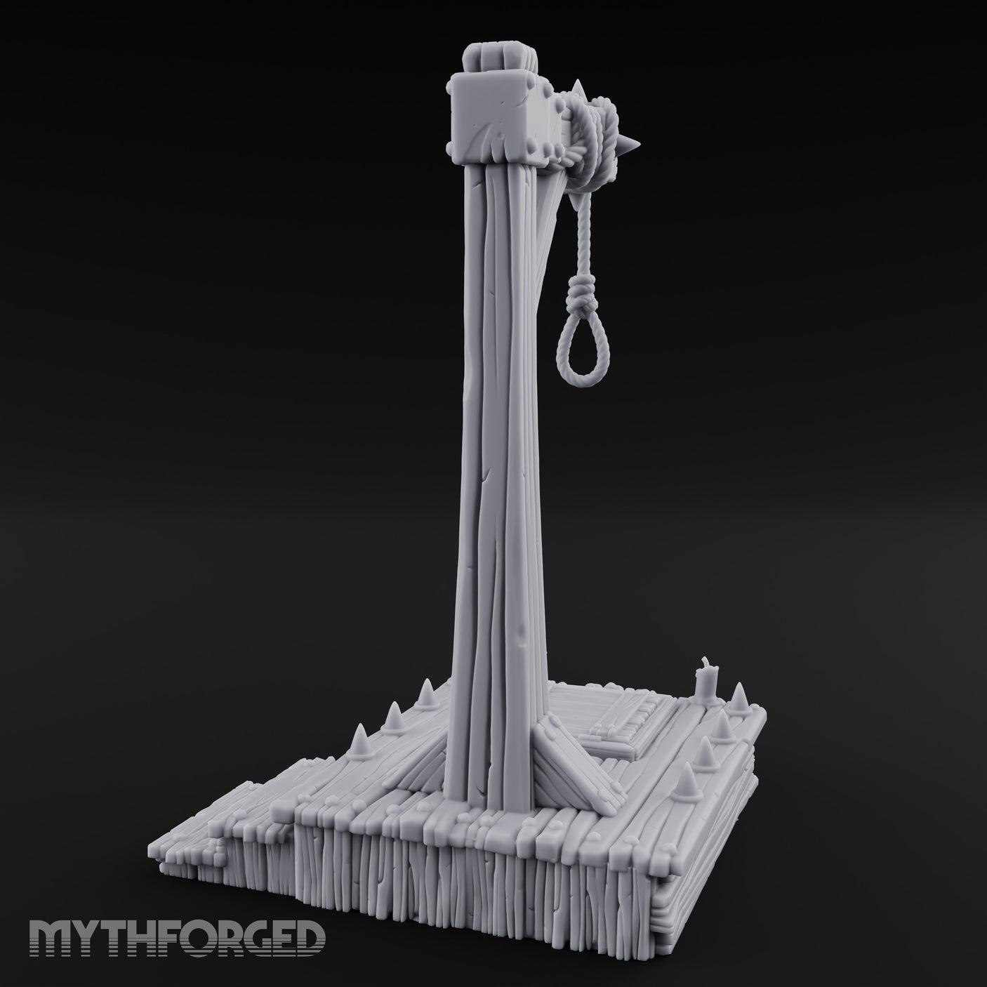 Noose-Hung Spike-Rimmed Execution Gallows Platform Miniature for Dungeons and Dragons, Pathfinder or other TTRPGs