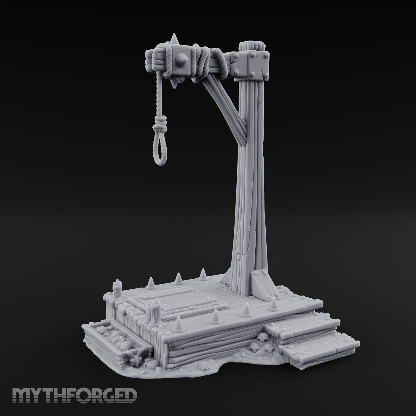 Noose-Hung Spike-Rimmed Execution Gallows Platform Miniature for Dungeons and Dragons, Pathfinder or other TTRPGs