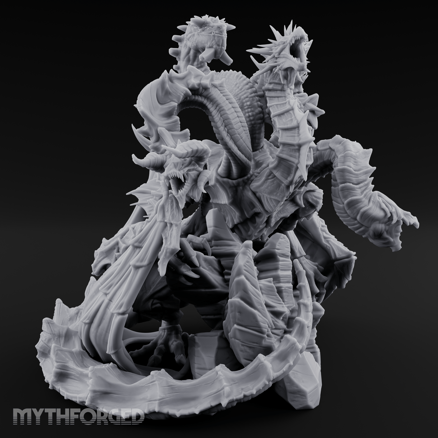 Heads Rising Skyward Tiamat Miniature for Dungeons and Dragons, Pathfinder or other TTRPGs