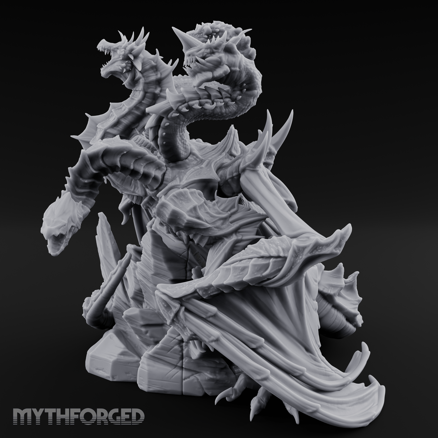 Heads Rising Skyward Tiamat Miniature for Dungeons and Dragons, Pathfinder or other TTRPGs