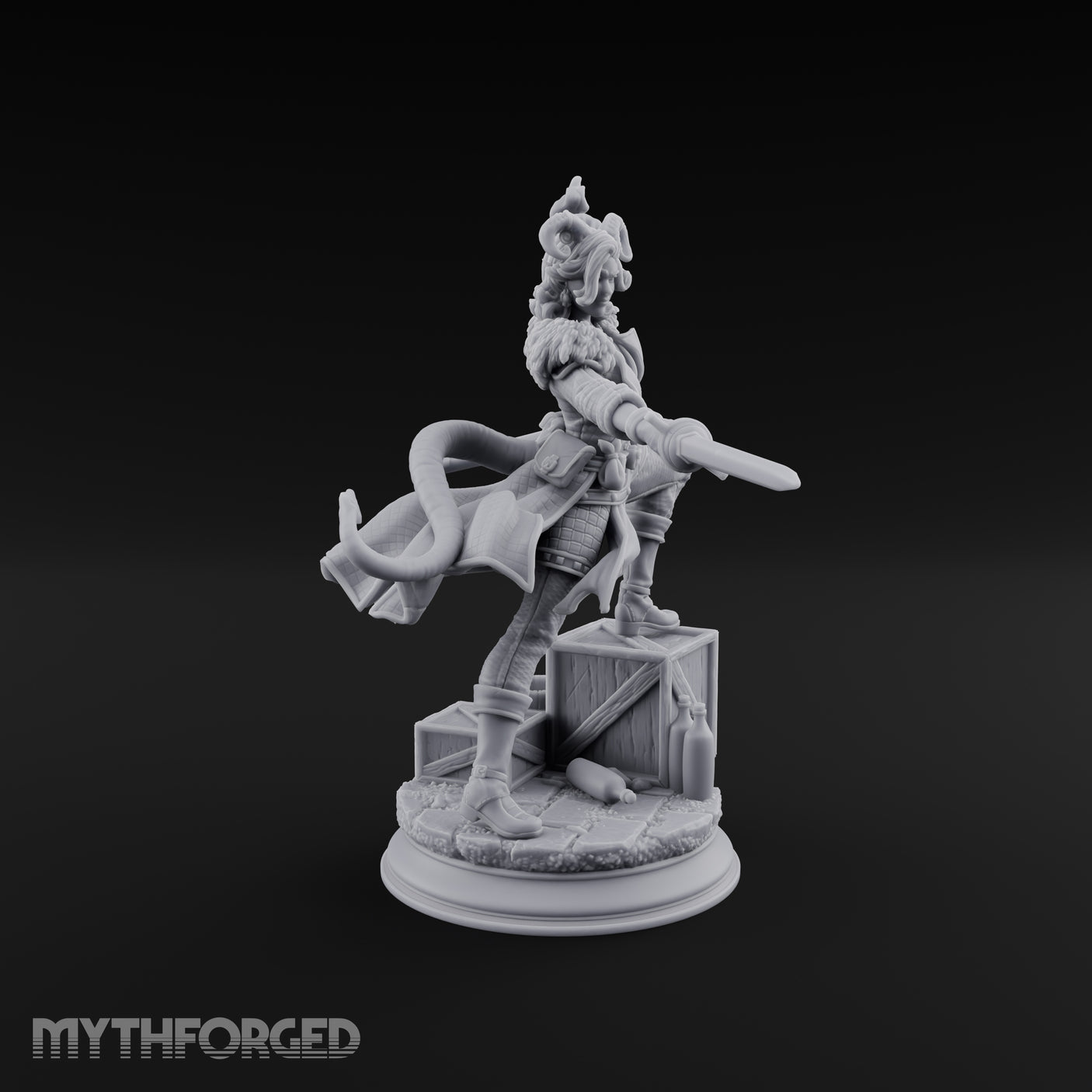 Flame Flinging Swashbuckling Tiefling Swashbuckler Miniature for Dungeons and Dragons, Pathfinder or other TTRPGs