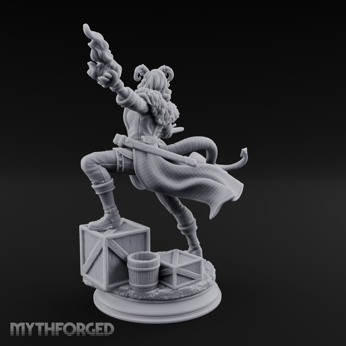 Flame Flinging Swashbuckling Tiefling Swashbuckler Miniature for Dungeons and Dragons, Pathfinder or other TTRPGs