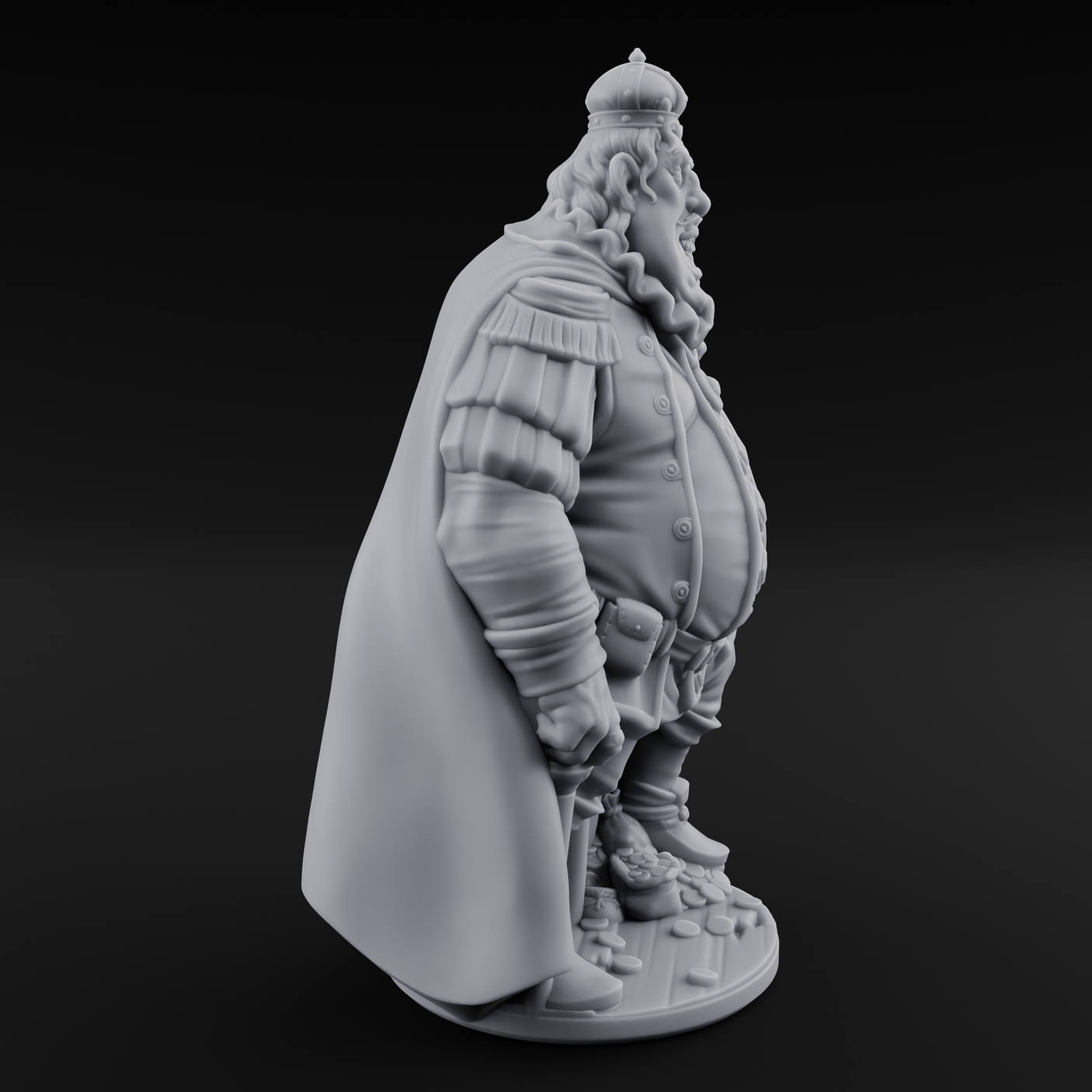 Belly Full Of Gold Ogre King Miniature for Dungeons and Dragons, Pathfinder or other TTRPGs