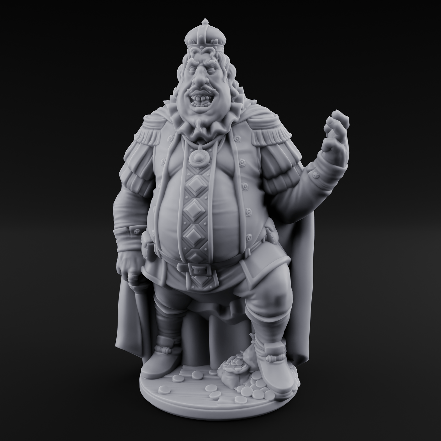 Belly Full Of Gold Ogre King Miniature for Dungeons and Dragons, Pathfinder or other TTRPGs