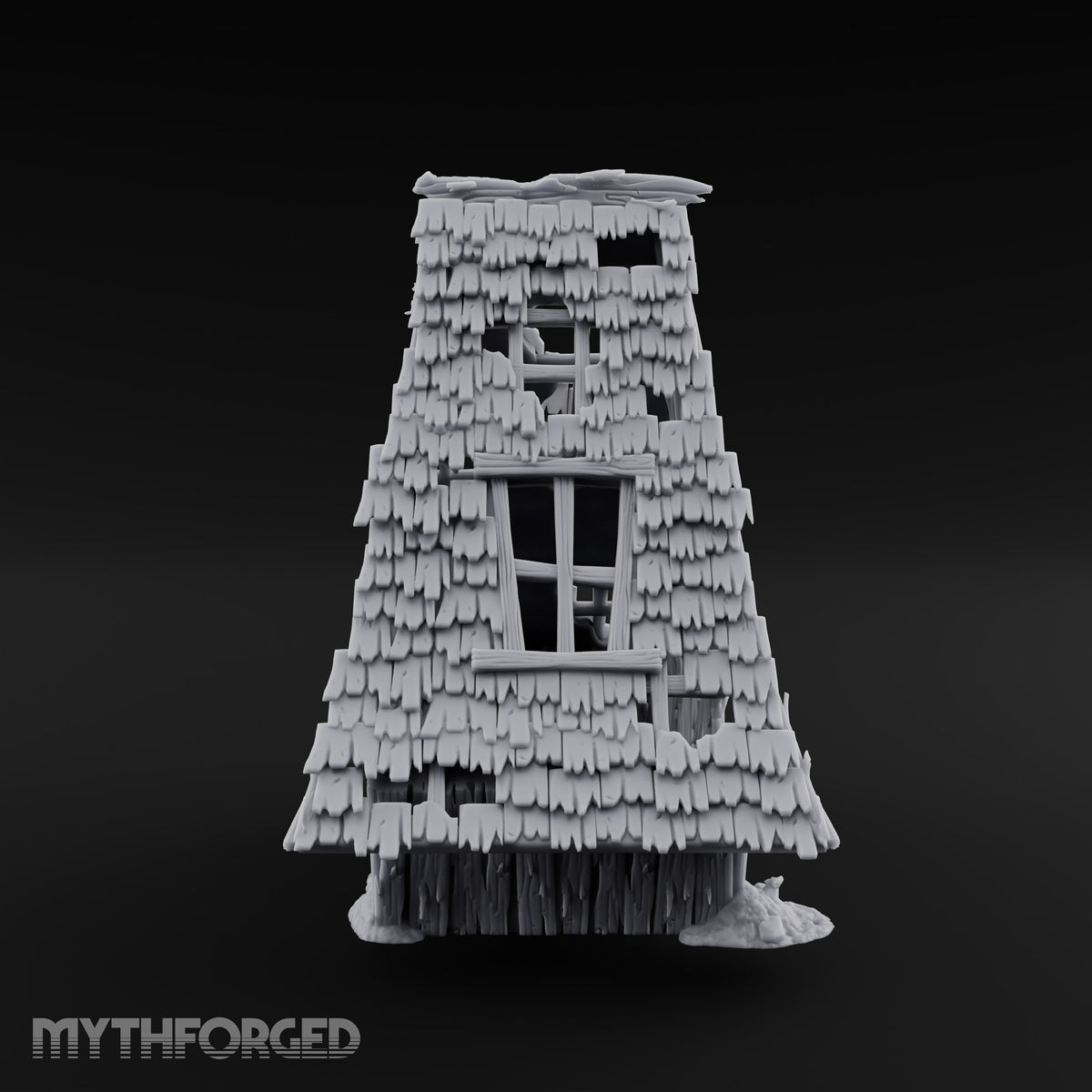 Hayloft Gone Hollow Ruined A-Frame Wooden Barn with Double Doors and Open Loft