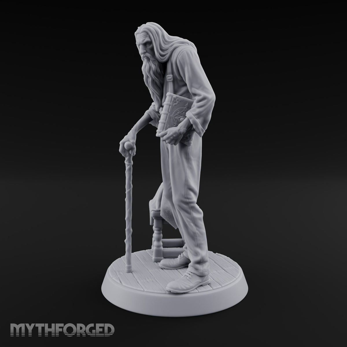 Scowling Over His Secrets Human Elder with Cane