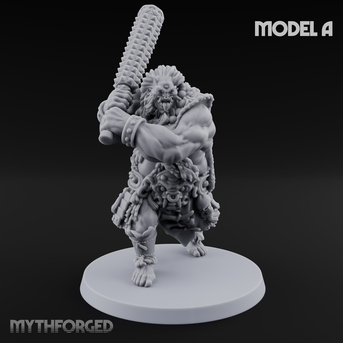 Club Swinging Brutish Ogre A Miniature for Dungeons and Dragons, Pathfinder or other TTRPGs