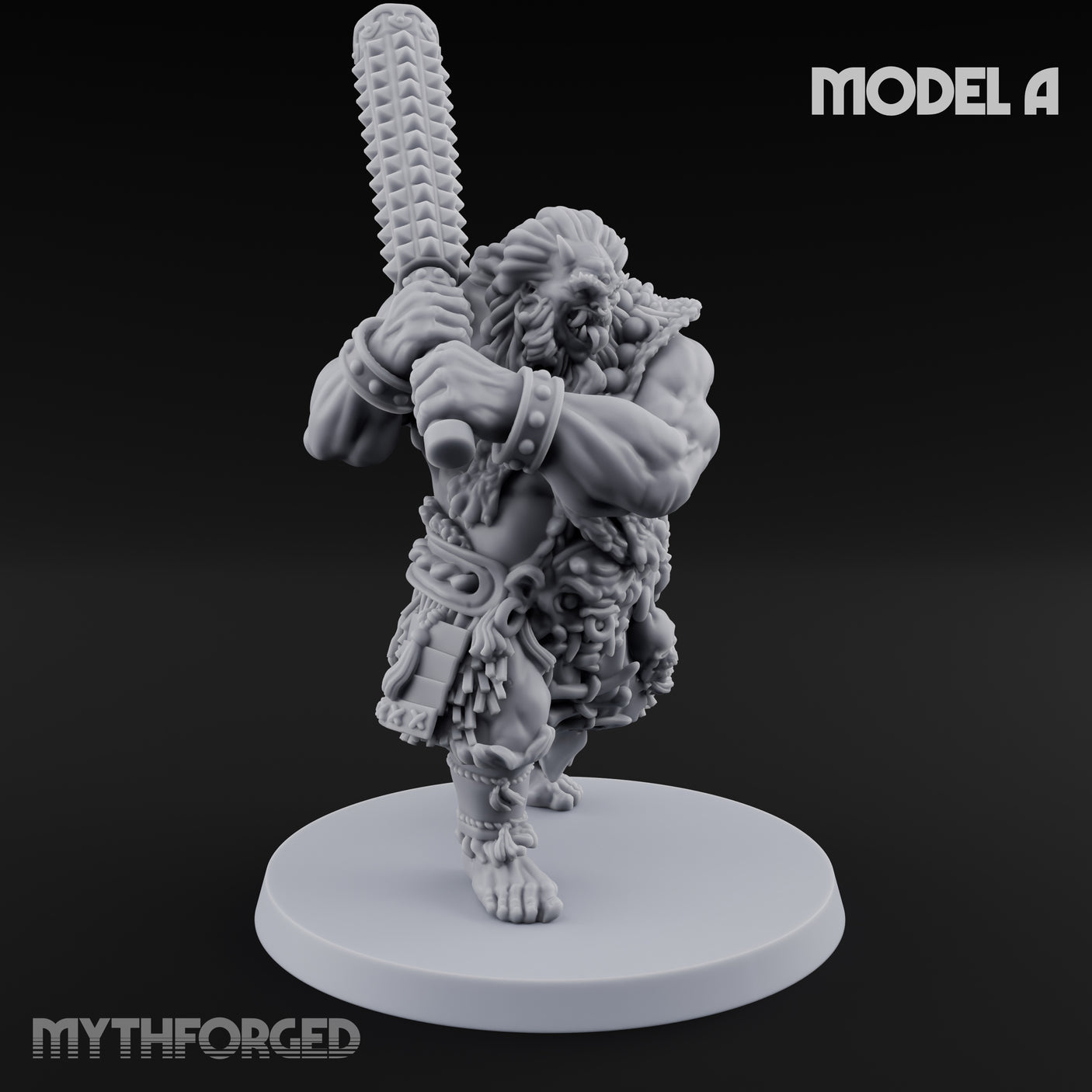 Club Swinging Brutish Ogre A Miniature for Dungeons and Dragons, Pathfinder or other TTRPGs