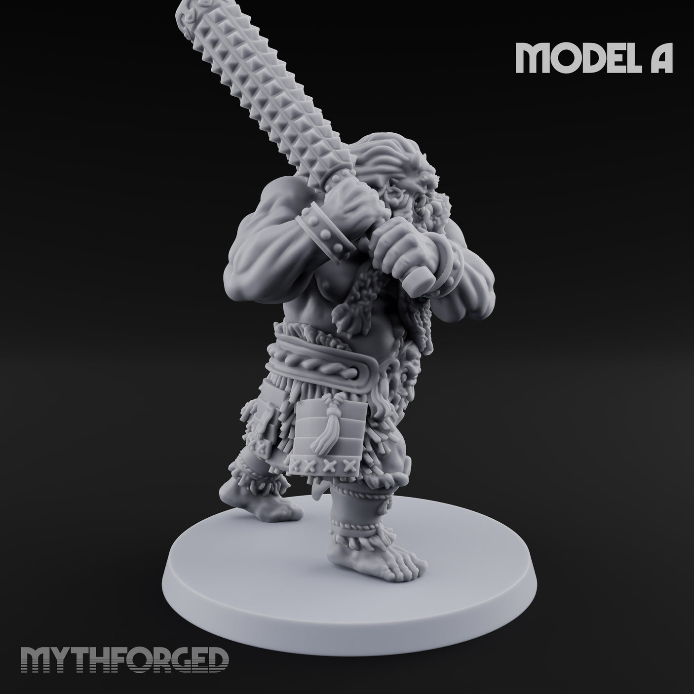 Club Swinging Brutish Ogre A Miniature for Dungeons and Dragons, Pathfinder or other TTRPGs