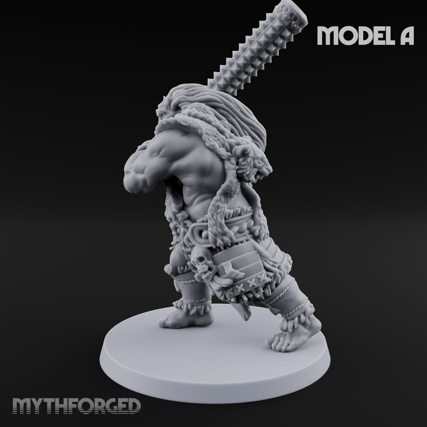 Club Swinging Brutish Ogre A Miniature for Dungeons and Dragons, Pathfinder or other TTRPGs