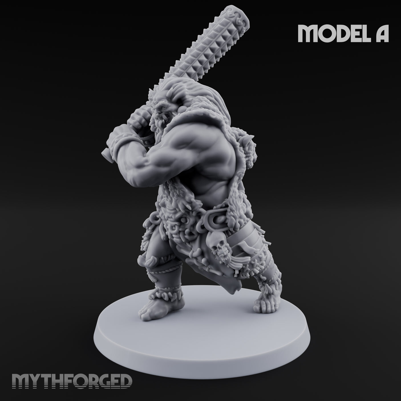 Club Swinging Brutish Ogre A Miniature for Dungeons and Dragons, Pathfinder or other TTRPGs