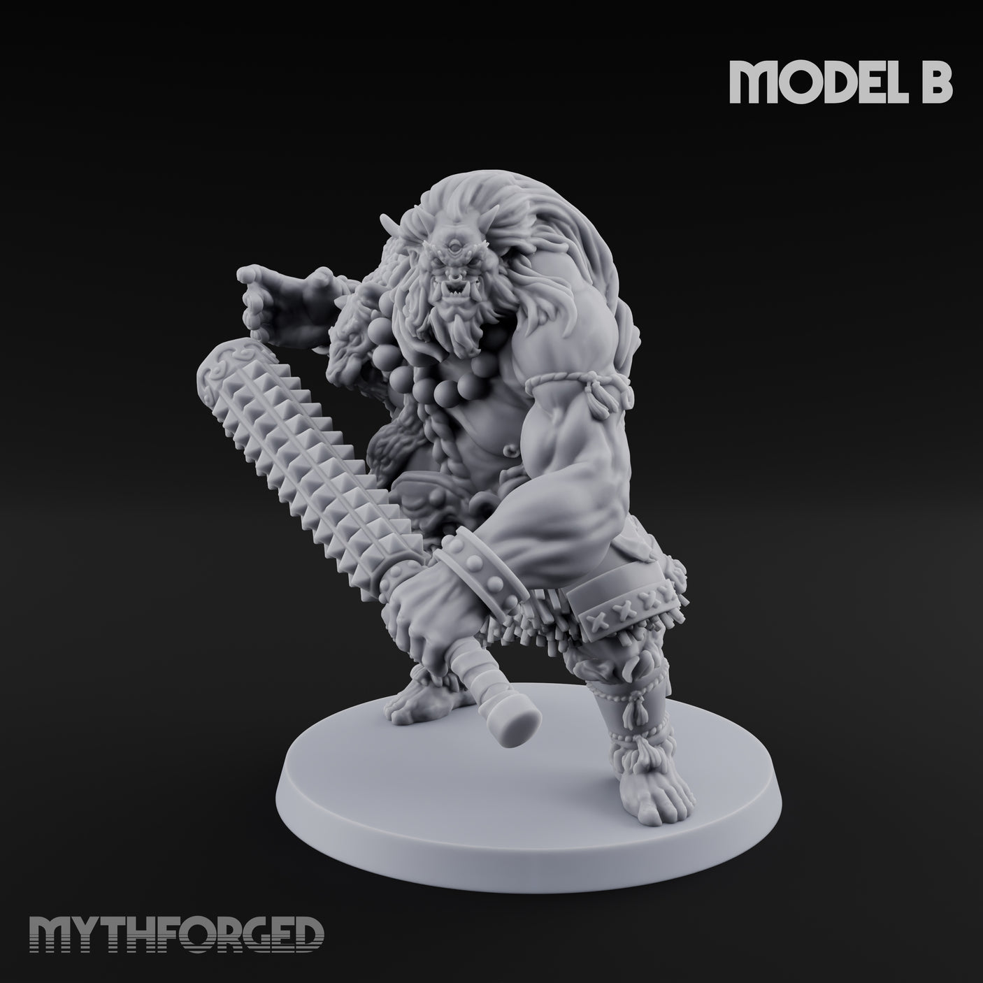 Club Swinging Brutish Ogre B Miniature for Dungeons and Dragons, Pathfinder or other TTRPGs