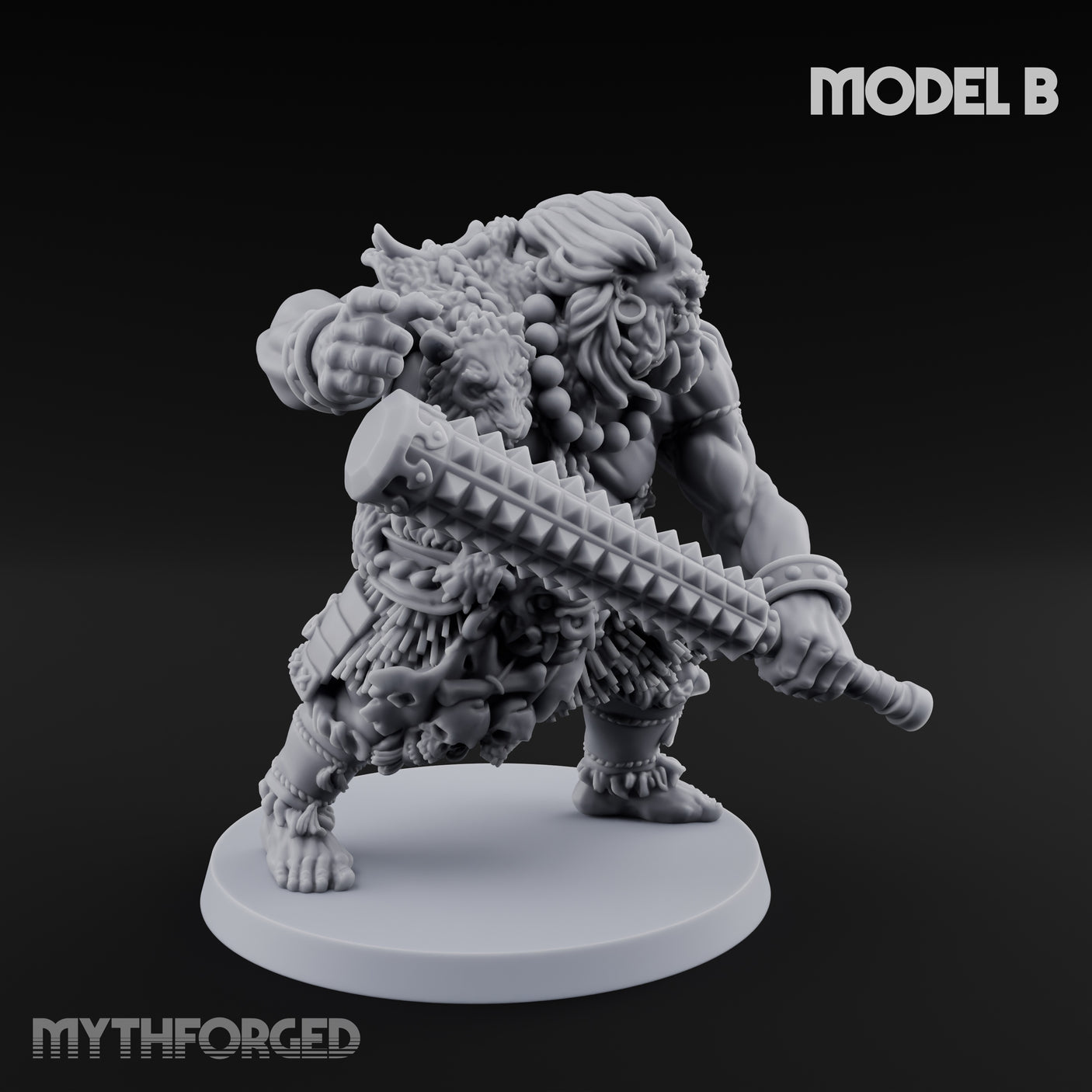 Club Swinging Brutish Ogre B Miniature for Dungeons and Dragons, Pathfinder or other TTRPGs