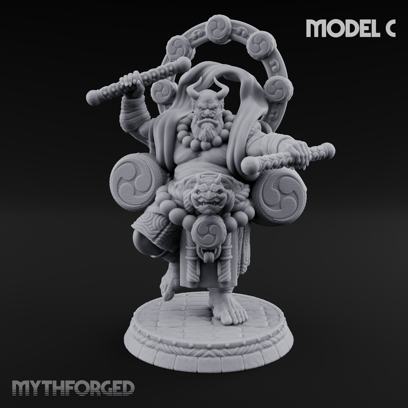 Turned Townsfolk Oni Fighters C Miniature for Dungeons and Dragons, Pathfinder or other TTRPGs