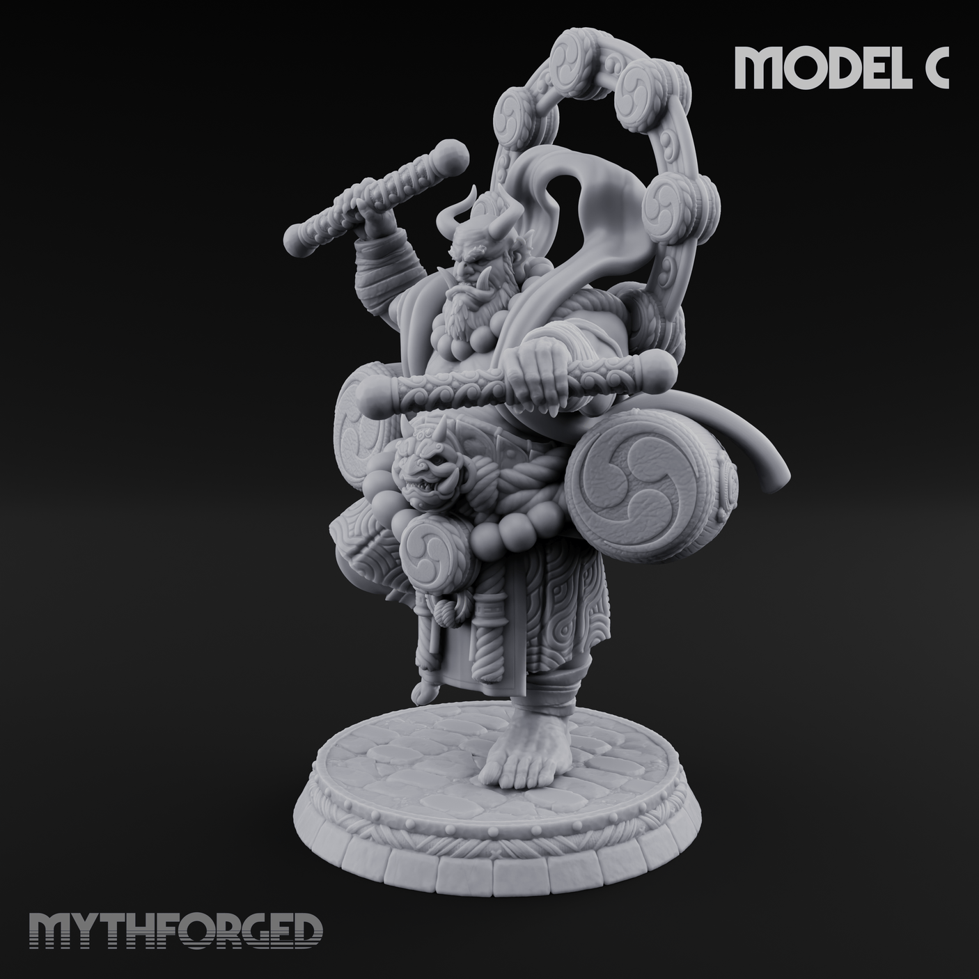 Turned Townsfolk Oni Fighters C Miniature for Dungeons and Dragons, Pathfinder or other TTRPGs