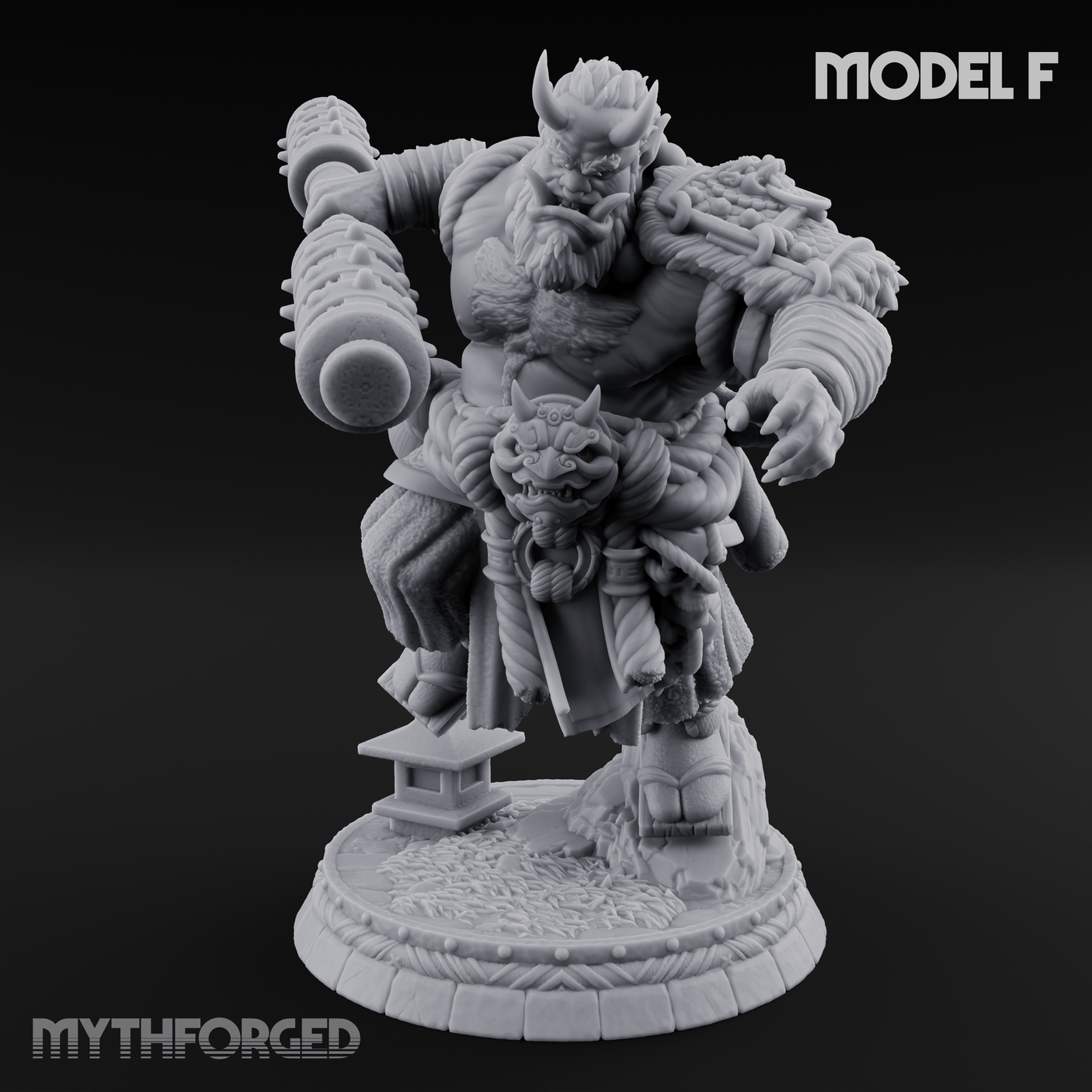 Turned Townsfolk Oni Fighters F Miniature for Dungeons and Dragons, Pathfinder or other TTRPGs