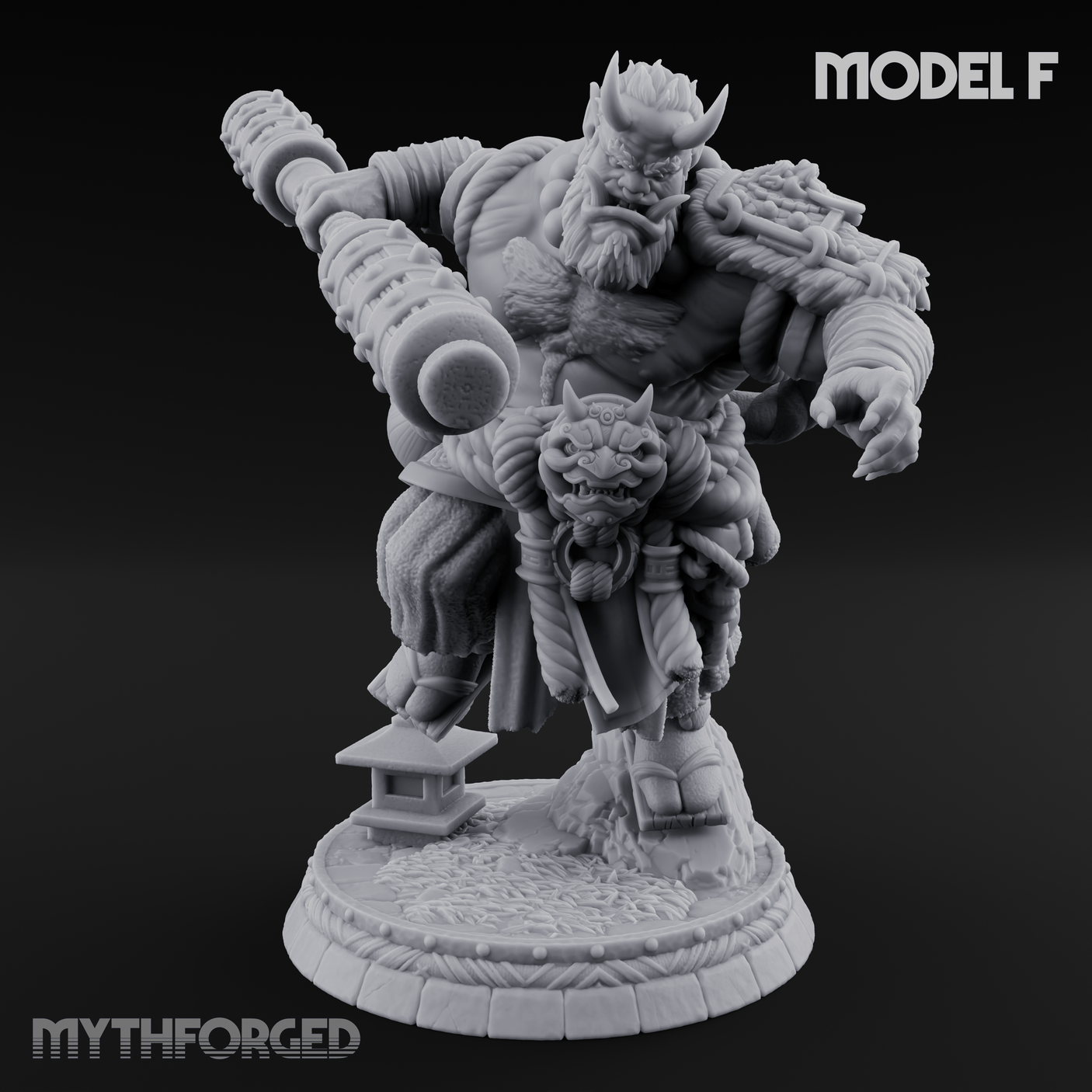 Turned Townsfolk Oni Fighters F Miniature for Dungeons and Dragons, Pathfinder or other TTRPGs