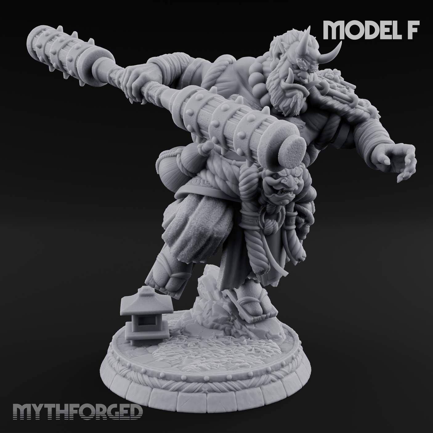 Turned Townsfolk Oni Fighters F Miniature for Dungeons and Dragons, Pathfinder or other TTRPGs