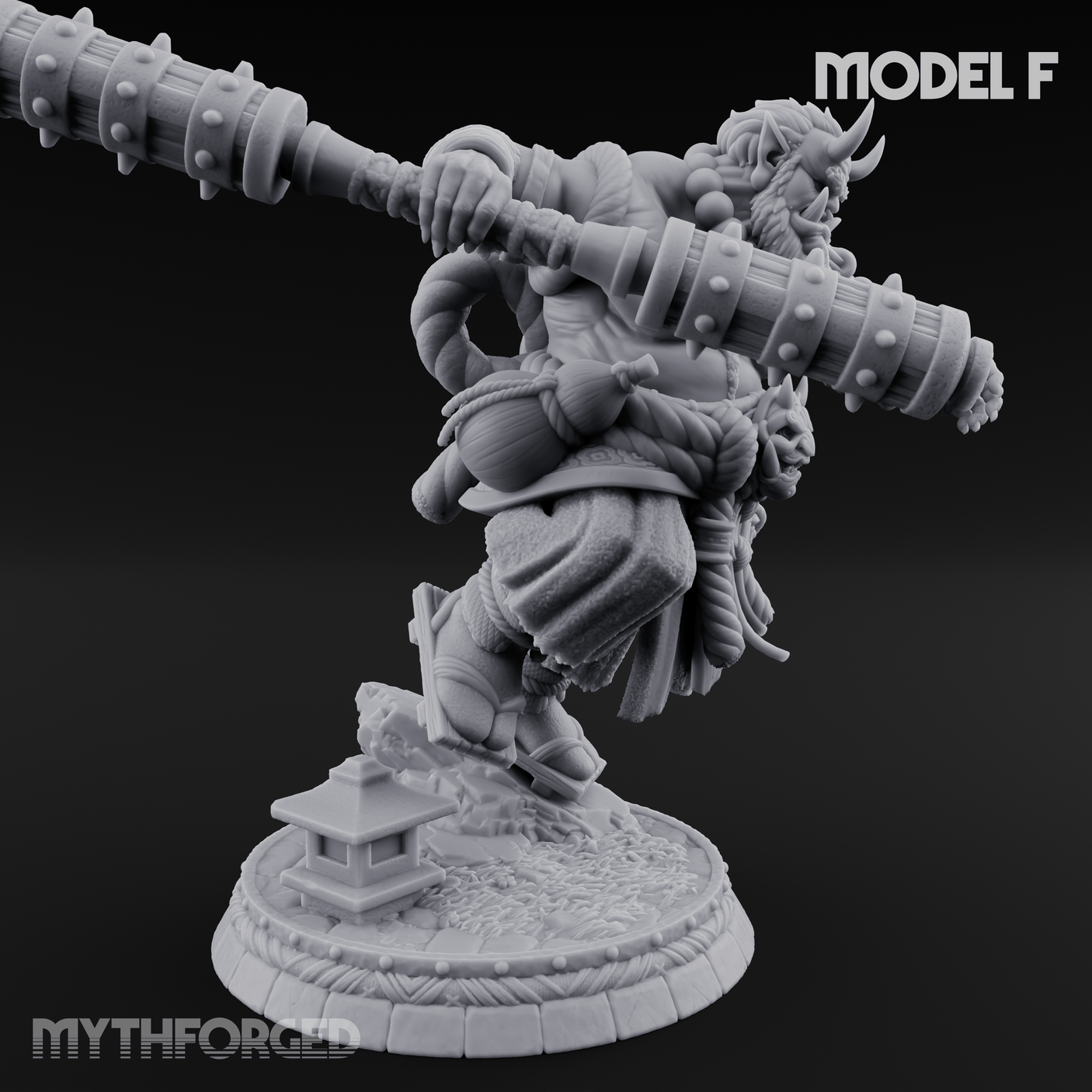 Turned Townsfolk Oni Fighters F Miniature for Dungeons and Dragons, Pathfinder or other TTRPGs