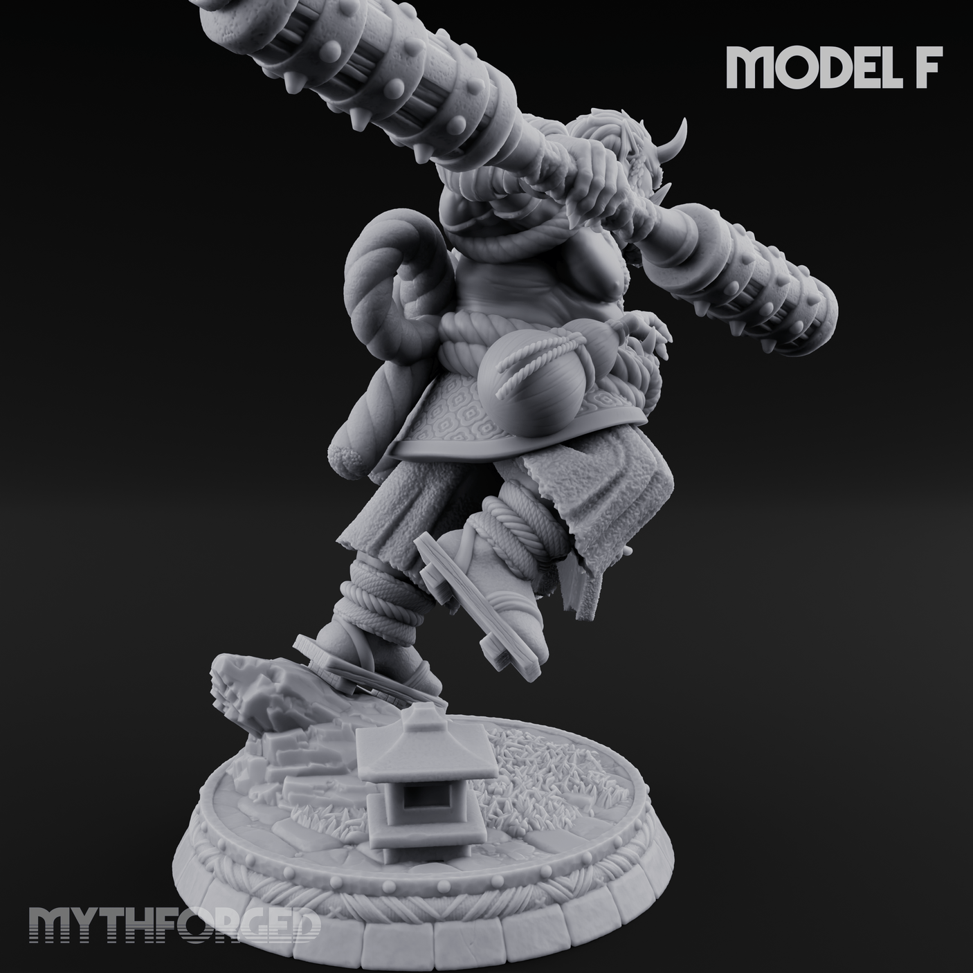 Turned Townsfolk Oni Fighters F Miniature for Dungeons and Dragons, Pathfinder or other TTRPGs