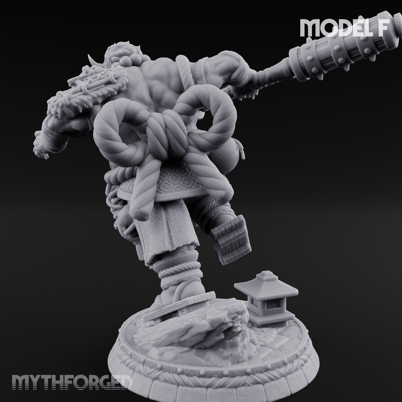 Turned Townsfolk Oni Fighters F Miniature for Dungeons and Dragons, Pathfinder or other TTRPGs