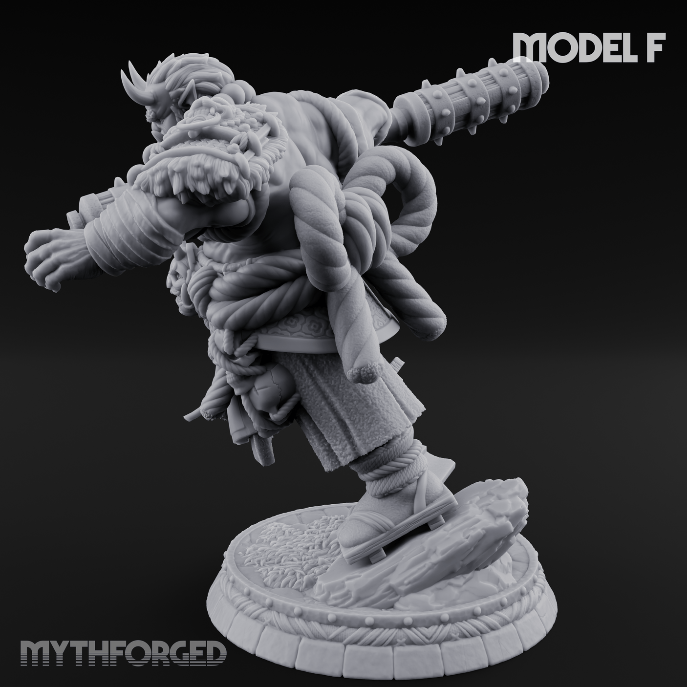 Turned Townsfolk Oni Fighters F Miniature for Dungeons and Dragons, Pathfinder or other TTRPGs
