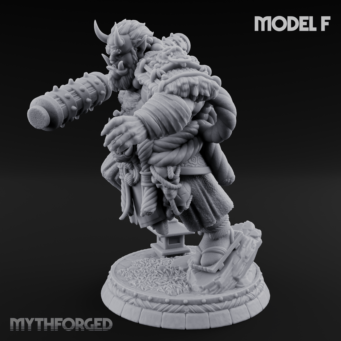 Turned Townsfolk Oni Fighters F Miniature for Dungeons and Dragons, Pathfinder or other TTRPGs