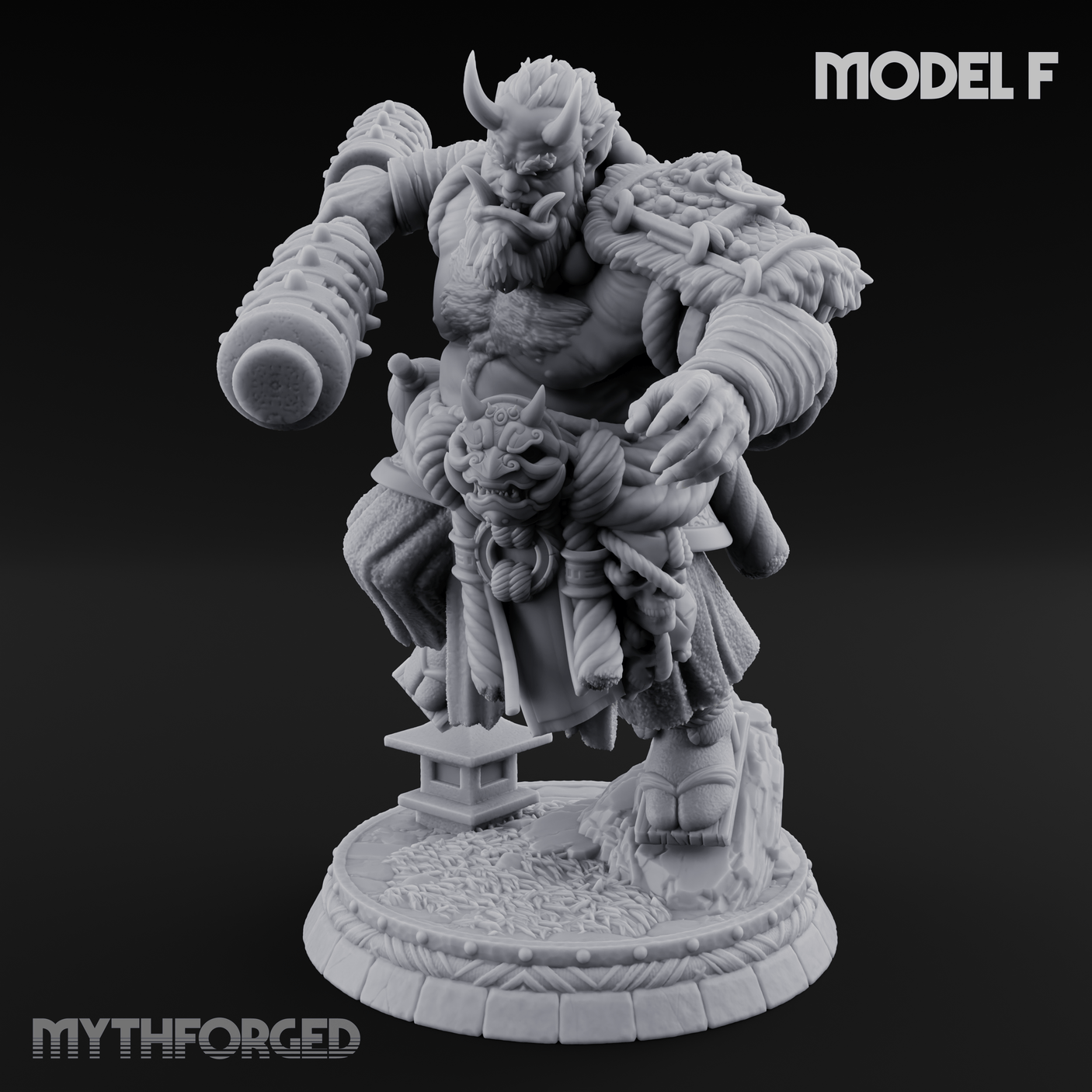 Turned Townsfolk Oni Fighters F Miniature for Dungeons and Dragons, Pathfinder or other TTRPGs