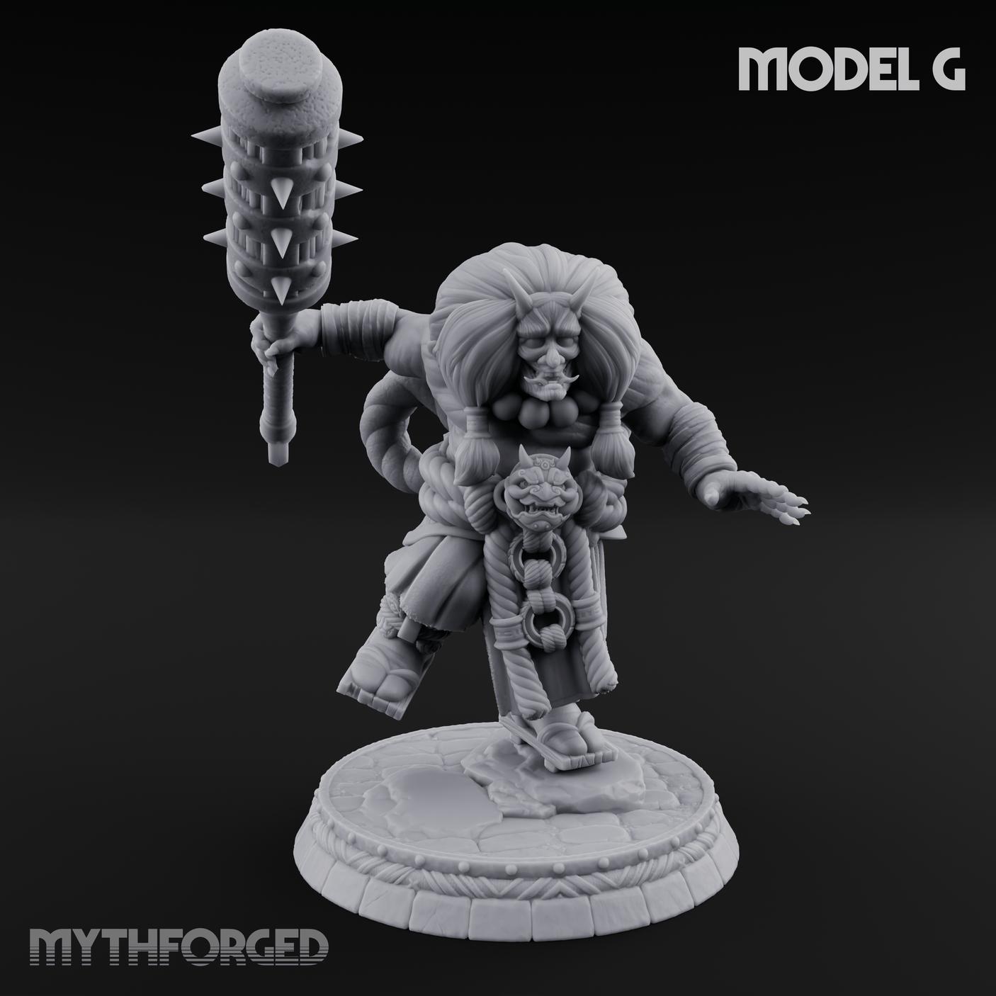 Turned Townsfolk Oni Fighters G Miniature for Dungeons and Dragons, Pathfinder or other TTRPGs