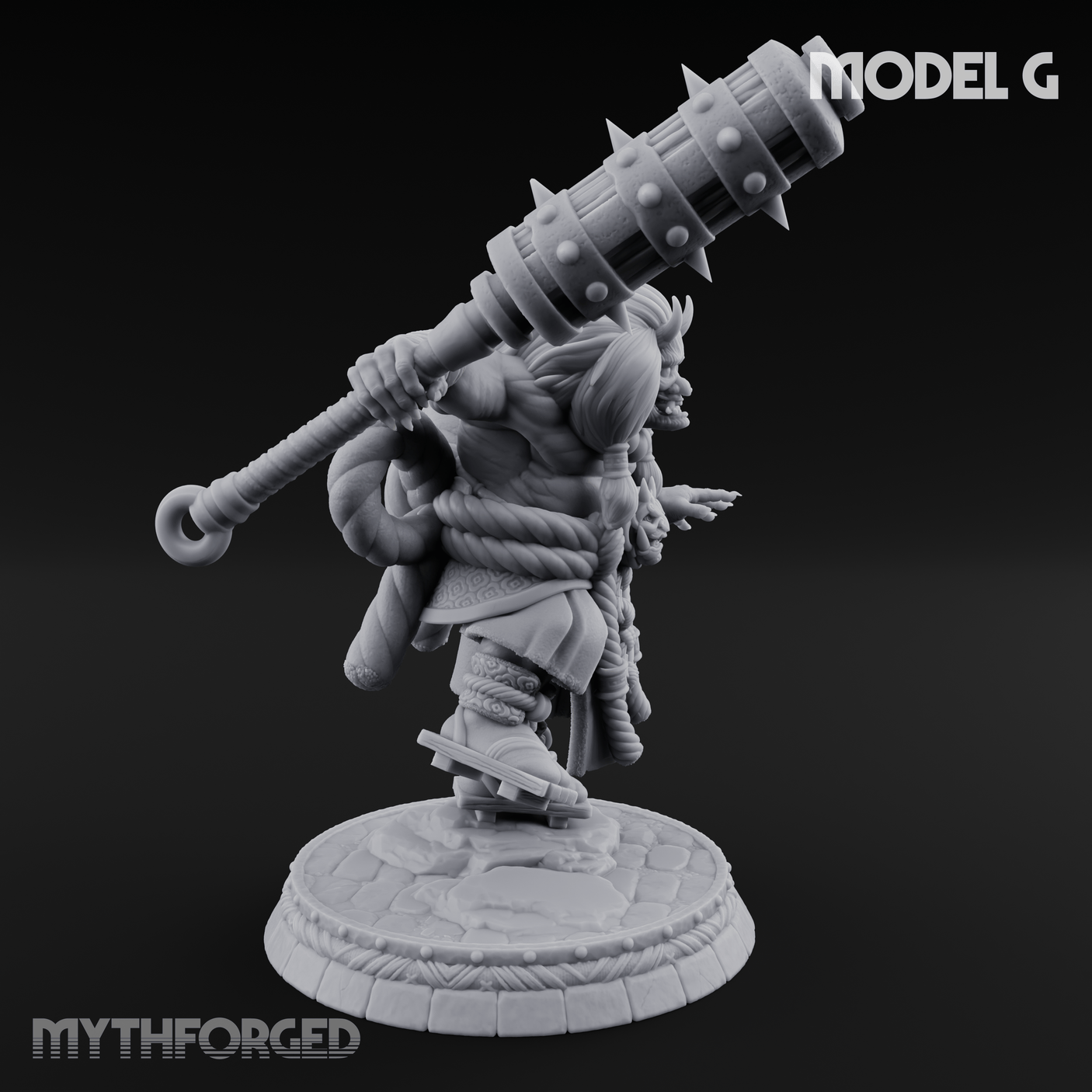 Turned Townsfolk Oni Fighters G Miniature for Dungeons and Dragons, Pathfinder or other TTRPGs