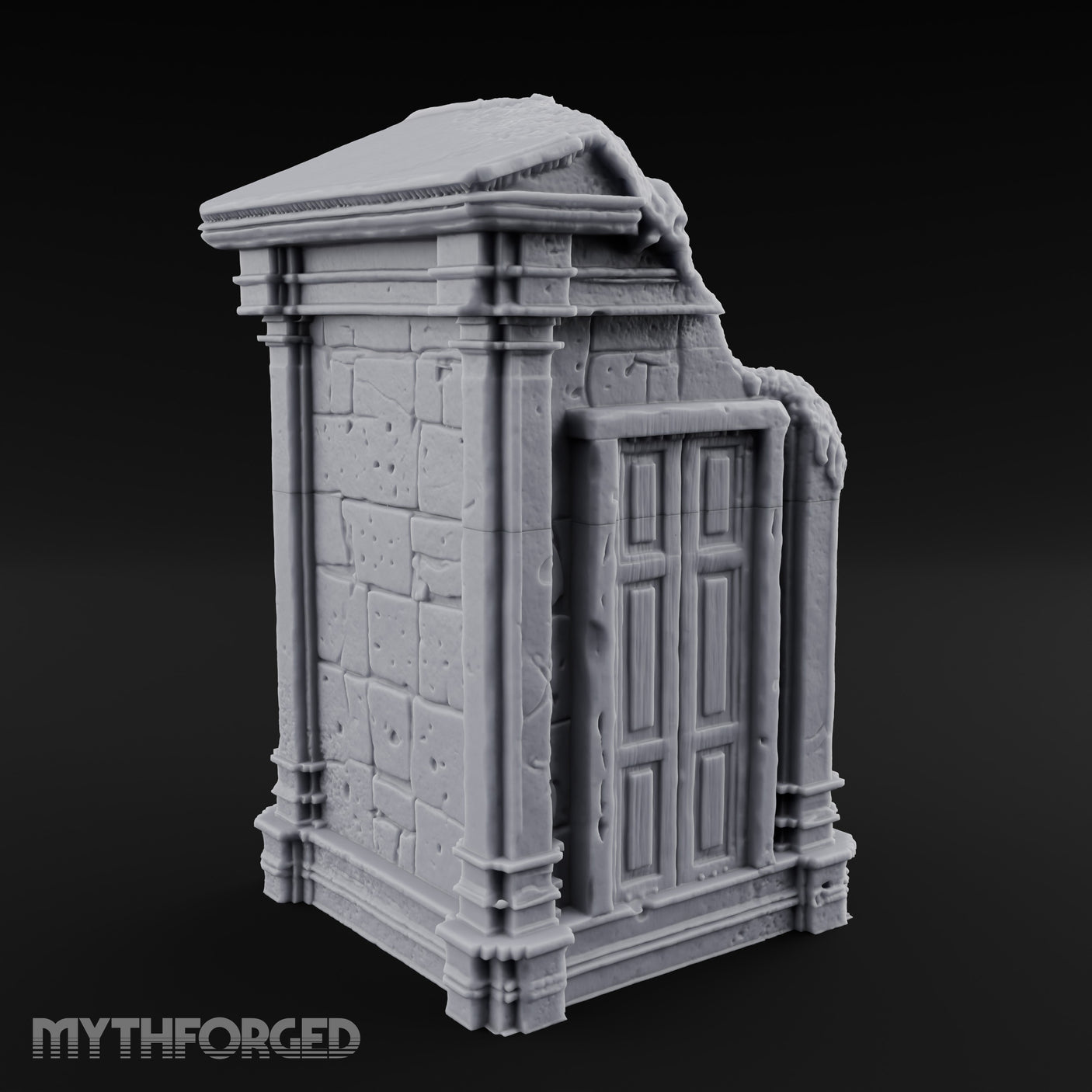 Ooze-Encrusted Pediment-Broken Manor Doorway Ruins Miniature for Dungeons and Dragons, Pathfinder or other TTRPGs
