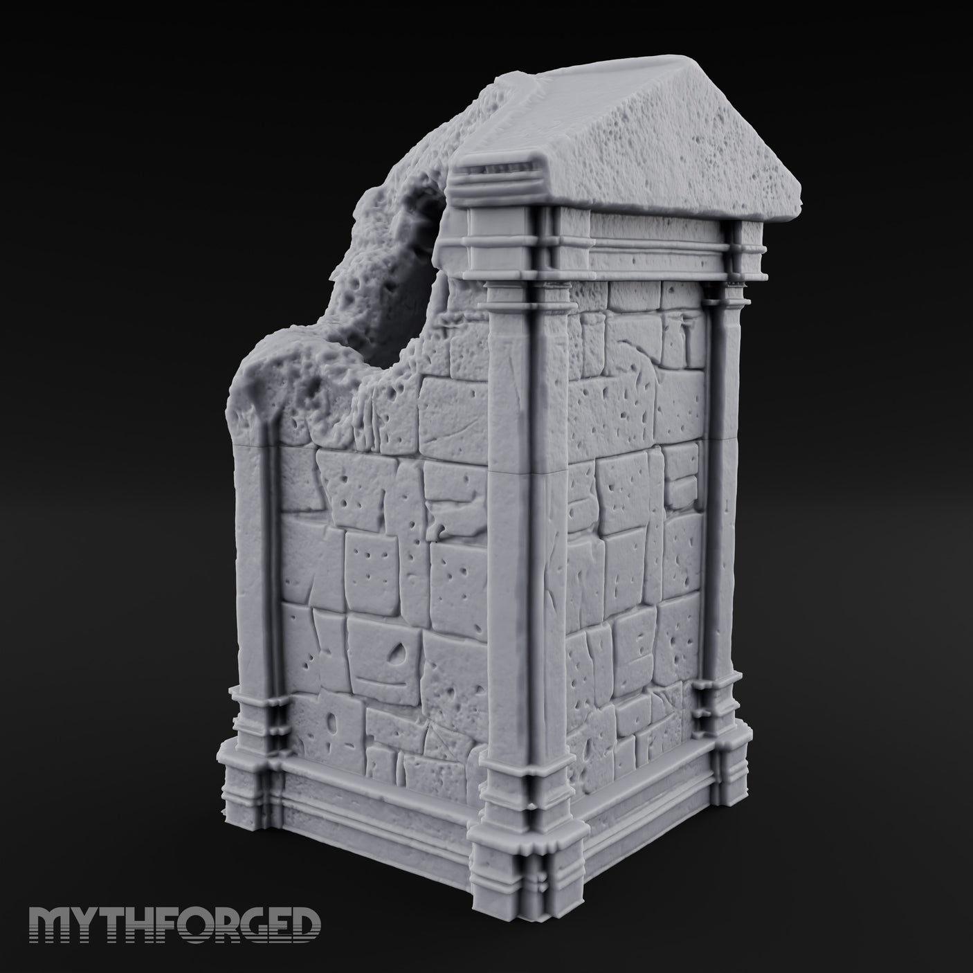Ooze-Encrusted Pediment-Broken Manor Doorway Ruins Miniature for Dungeons and Dragons, Pathfinder or other TTRPGs
