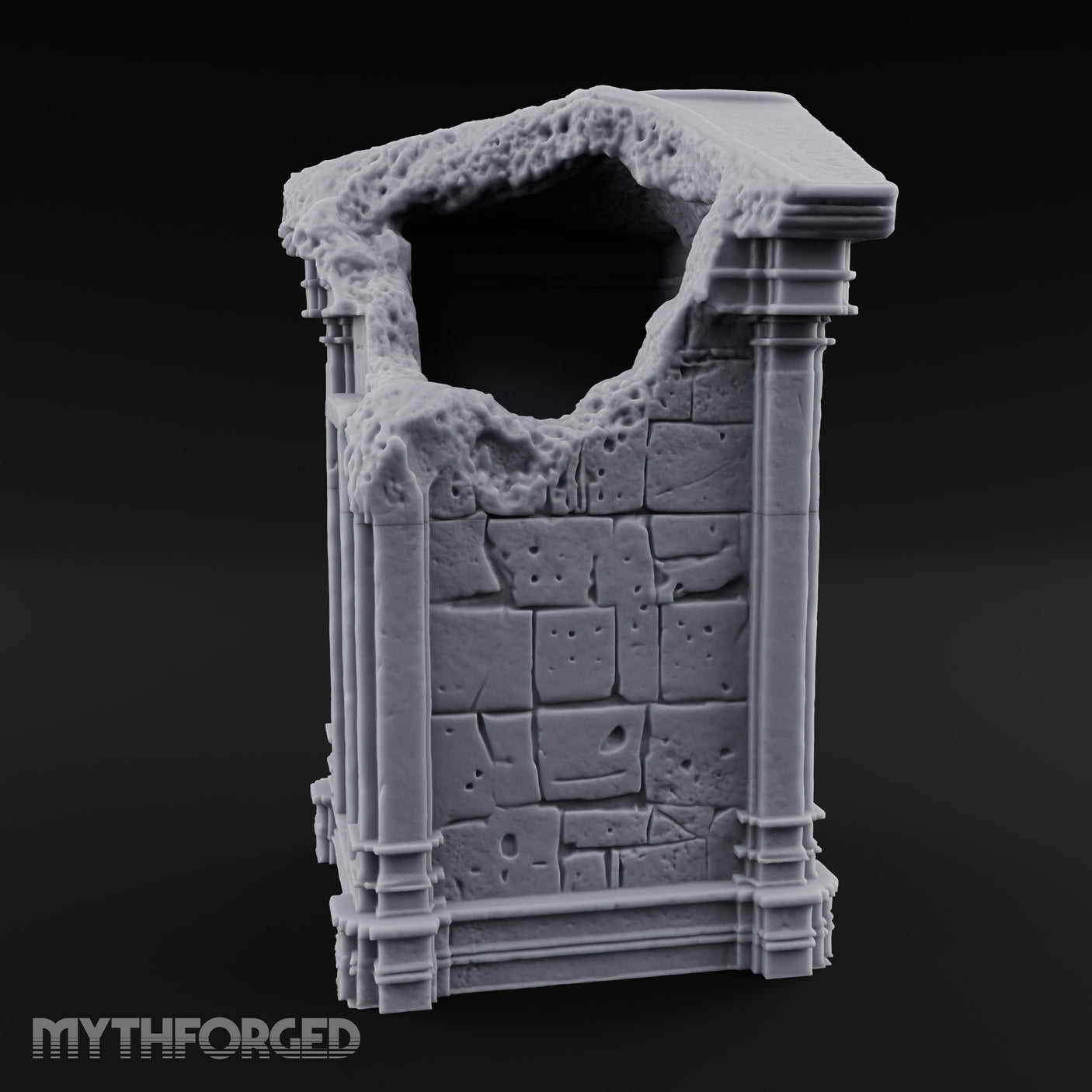 Ooze-Encrusted Pediment-Broken Manor Doorway Ruins Miniature for Dungeons and Dragons, Pathfinder or other TTRPGs