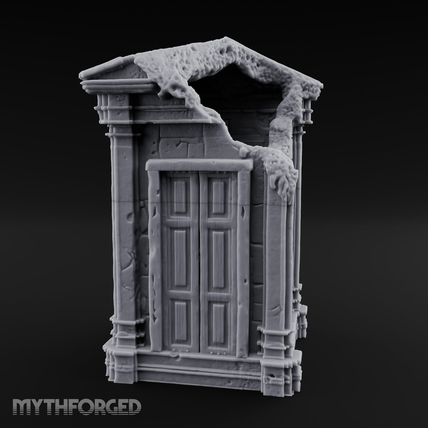 Ooze-Encrusted Pediment-Broken Manor Doorway Ruins Miniature for Dungeons and Dragons, Pathfinder or other TTRPGs
