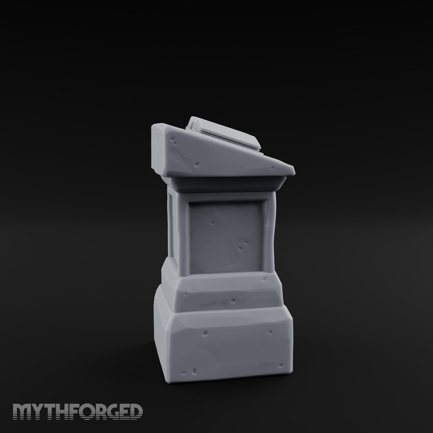 Open-Book Fracture-Lined Stone Lectern Pedestal Miniature for Dungeons and Dragons, Pathfinder or other TTRPGs
