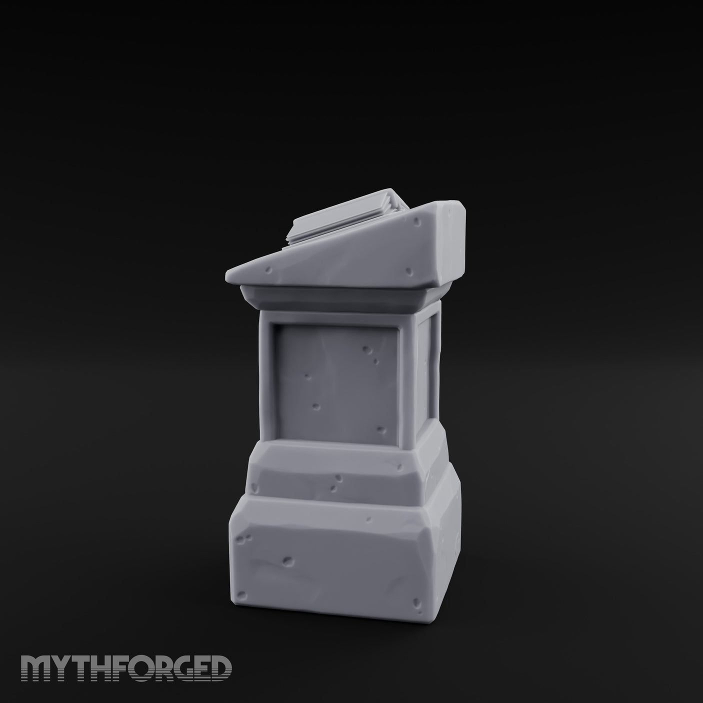 Open-Book Fracture-Lined Stone Lectern Pedestal Miniature for Dungeons and Dragons, Pathfinder or other TTRPGs